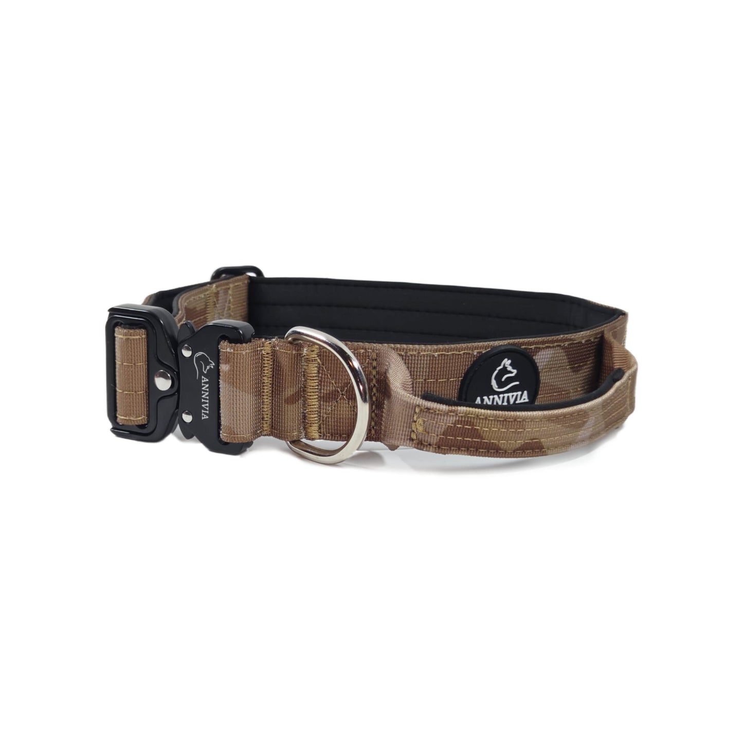 Taktiskā suņu kakla siksna - Brūns Camo (4 cm)