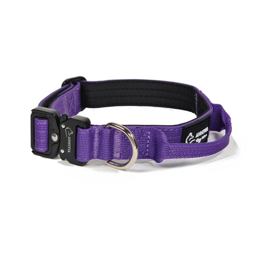 Mini taktiskā suņu kakla siksna ar rokturi, miksts neoprēns, spēcīgs neilons.