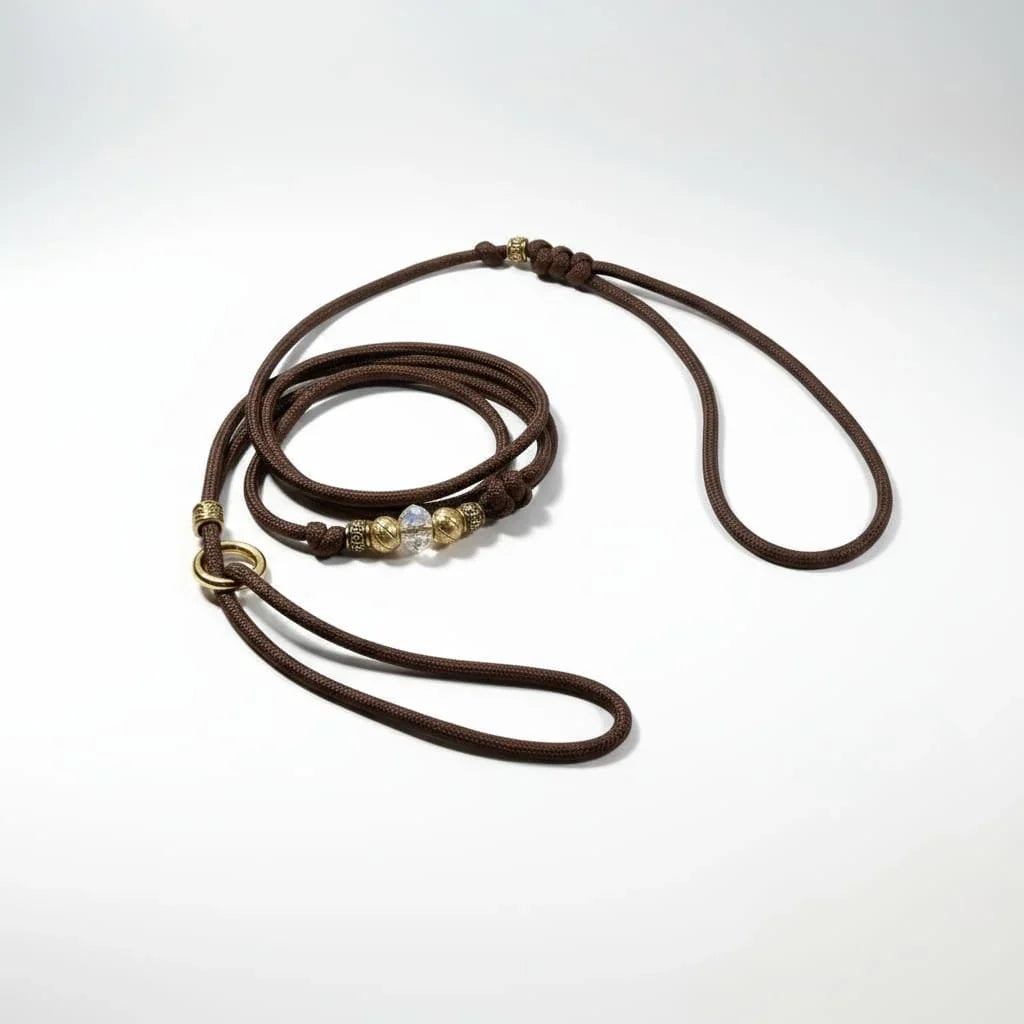 Parakorda Izstāžu Pavada Savelkošā ar Zelta Pērlītēm - Krāsu Izvēle - Annivia Dog Wear