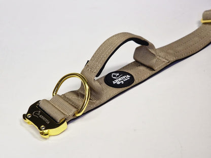 Tactical dog collar Sand & Gold (4 cm)