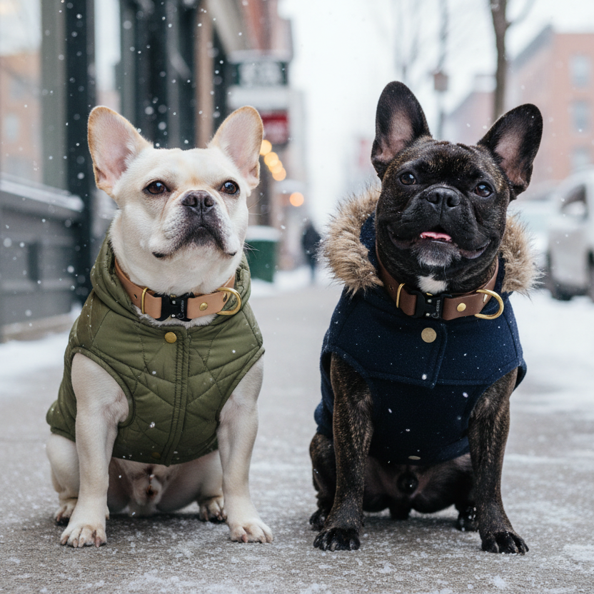 Zelta elegance suņu kakla siksna no BioThane, franču buldogi