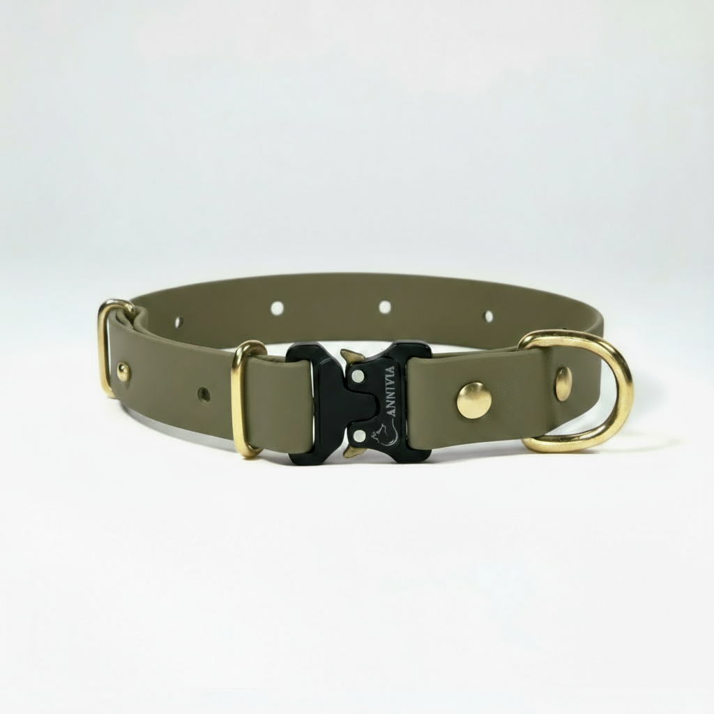 BioThane Elegance suņu kakla siksna - Military Olive