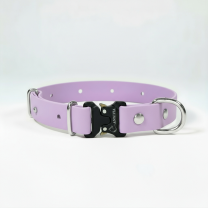 BioThane Elegance suņu kakla siksna - Pastel Purple ar sudraba detaļām