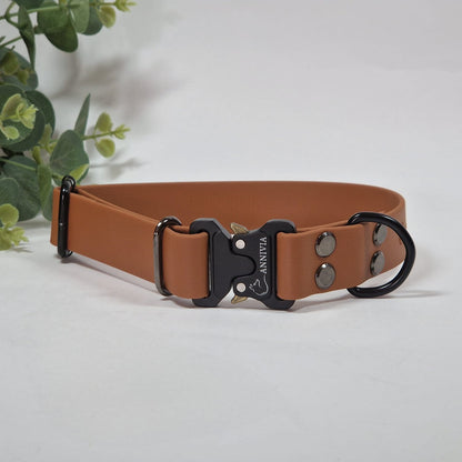 Biothane safe lock suņu kakla siksna brūnā krāsā