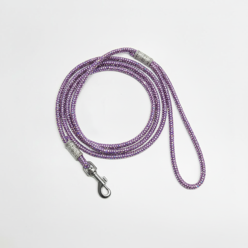 Diamond suņu Izstāžu Pavada ar Rhinestone Kristāliem - lavanda