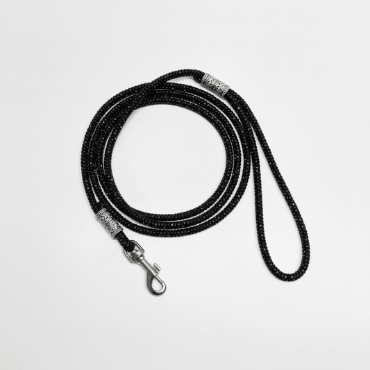 Diamond suņu Izstāžu Pavada ar Rhinestone Kristāliem - melna