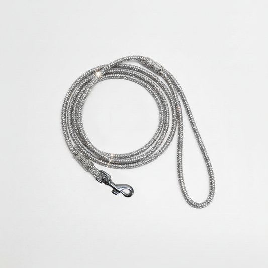 Diamond suņu Izstāžu Pavada ar Rhinestone Kristāliem Sudraba