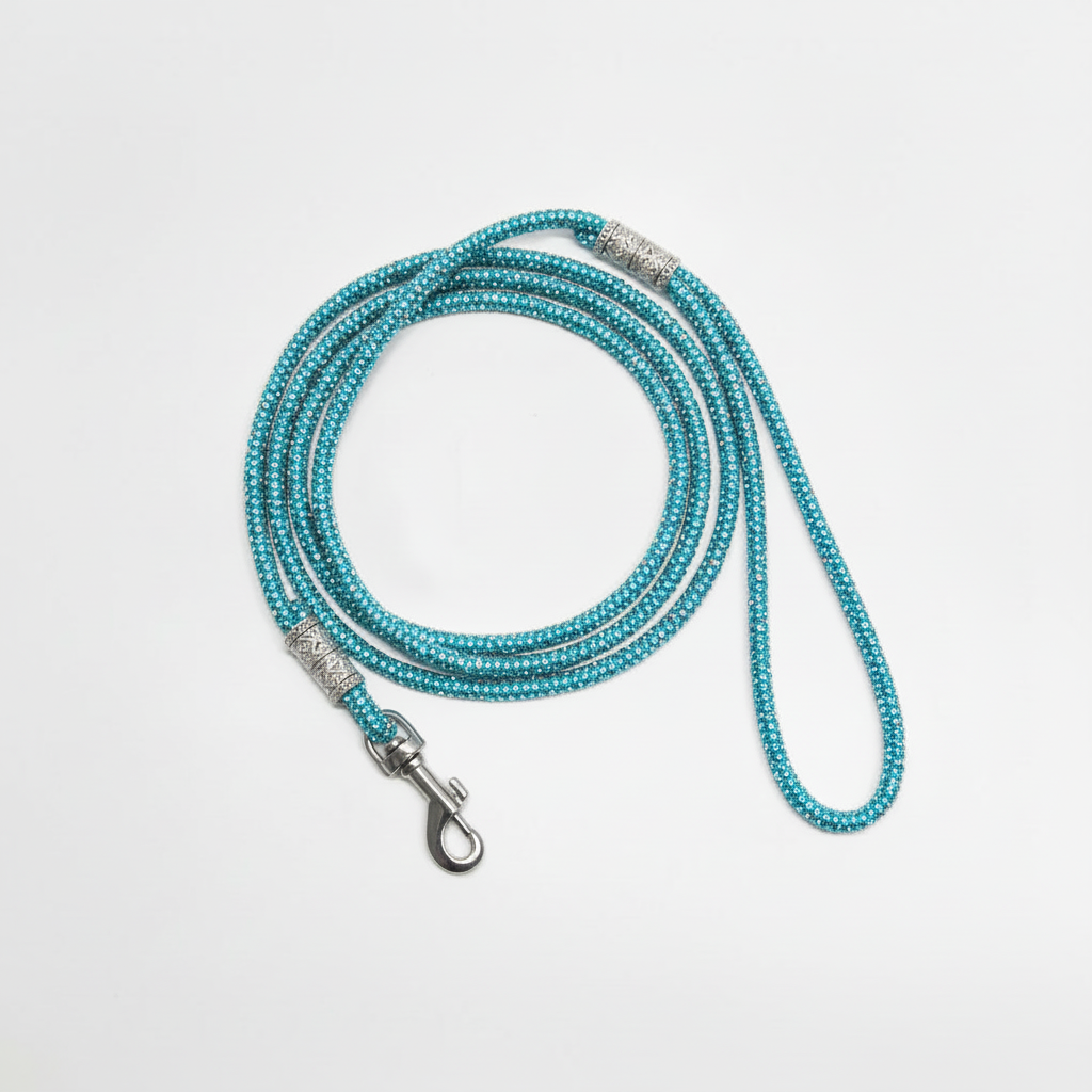 Diamond suņu Izstāžu Pavada ar Rhinestone Kristāliem - zilezers