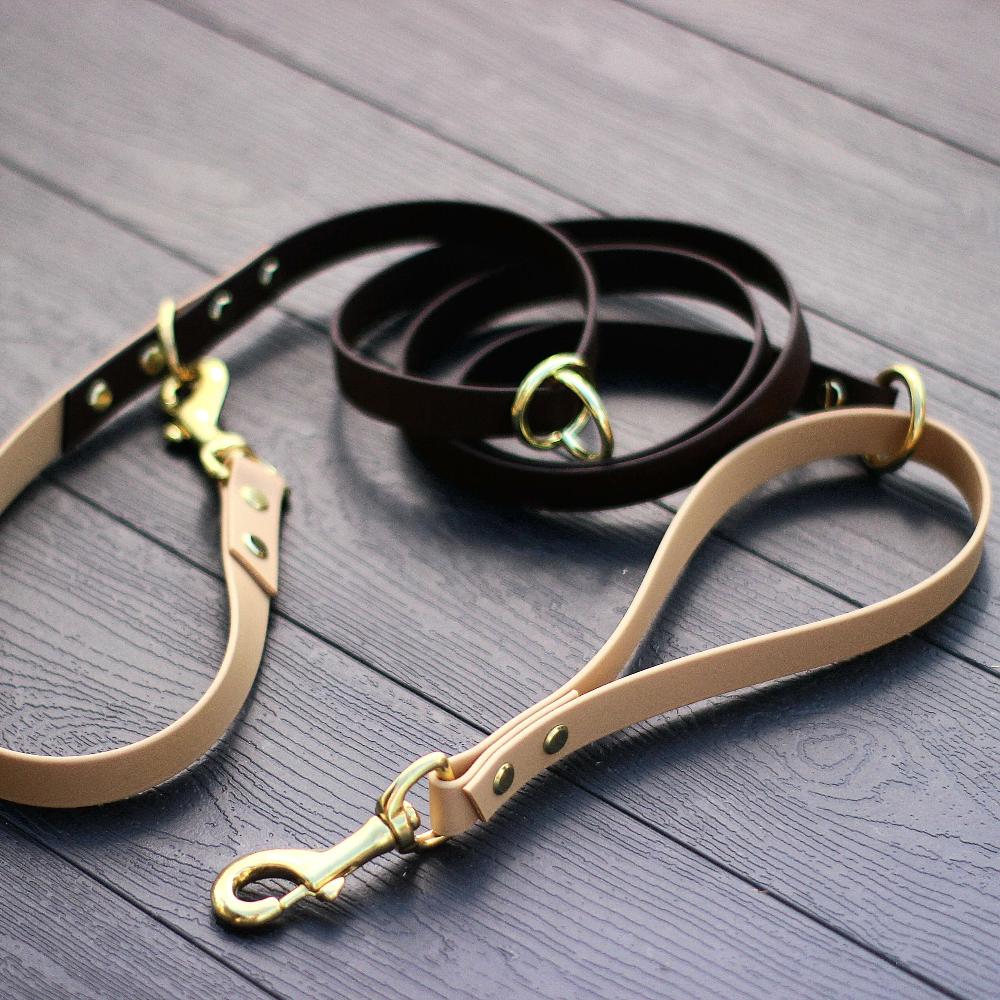 Multifunkcionāla biothane suņu pavada, brūna