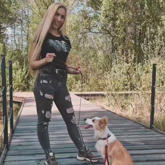 Video demonstration of a girl showcasing the versatile features of the Biothane Multifunctional Dog Leash with her dog. Explore the leash's functionality and style in action.