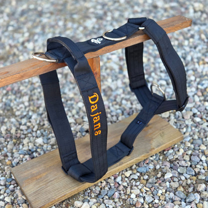 izšūšana uz suņu krūšu siksnas