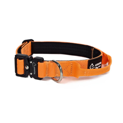 tactical_dog_collar_orange_sunu_kakla_siksna_ar_rokturi