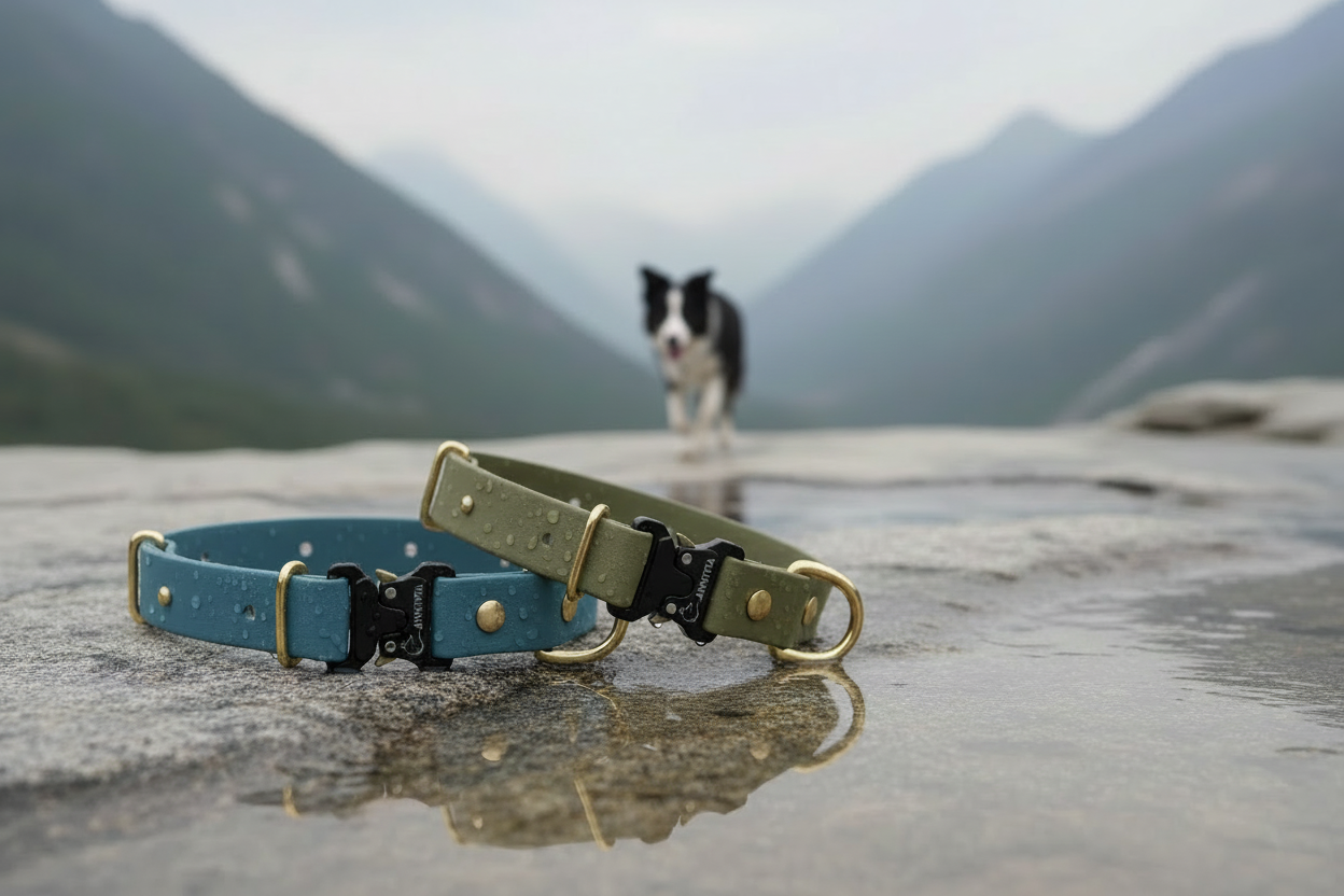 Zelta Elegance Kakla Siksnas ar Border Colliju Tālumā